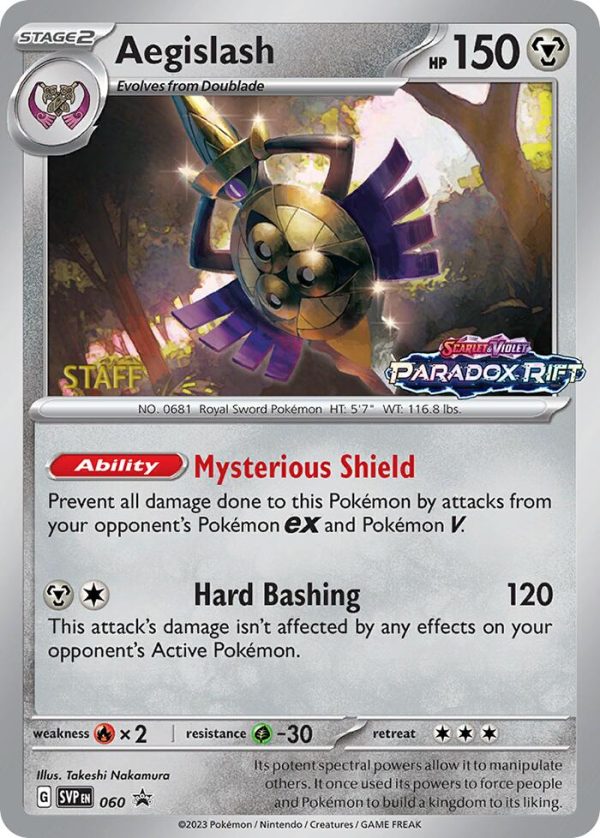 Aegislash (060) (Staff Prerelease Promo) [Scarlet & Violet: Black Star Promos] Sale